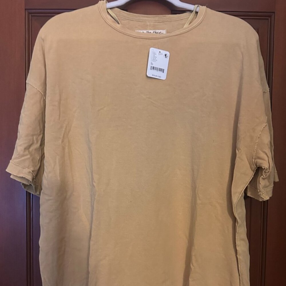 NWT Free People Oversized Devon Cotton Tee in Pampas size- EXTRA SMALL - Picture 4 of 5